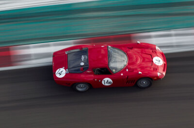 John Chip Fudge in his Bizzarrini 5300GT at speed under the tower at COTA 2020