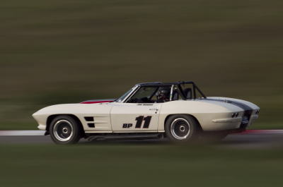11 Joe Robau at speed in his 1964 Chevy Corvette at Eagles Canyon
