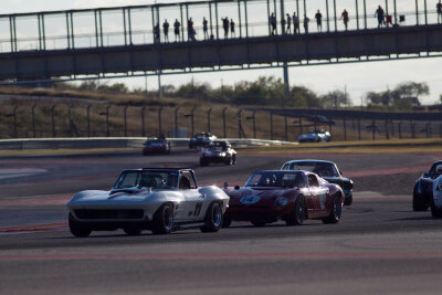 Joe Robau 11 with Chip Fudge 14 leading Group 6 cars through the esses at COTA 2020