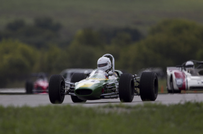 Chalmer McWilliams generating some heat in his Lotus Type 41 Formula B